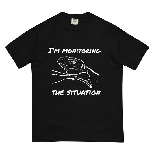 Monitoring the Situation White Text T-Shirt